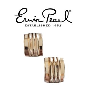 Erwin Pearl Vintage Ribbed Gold‎ Clip On Earrings